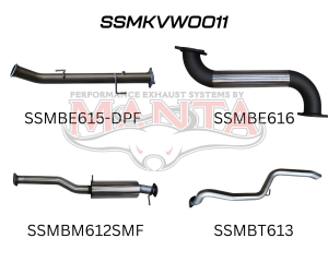 Volkswagen V6 Amarok 3in DUMP PIPE BACK With Small Muffler Extended Tailpipe