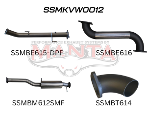 Volkswagen V6 Amarok 3in DUMP PIPE BACK With Small Muffler Dump At Diff