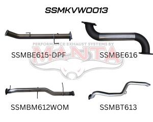 Volkswagen V6 Amarok 3in DUMP PIPE BACK Without Muffler Extended Tailpipe