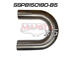 (Pack 5) 1 1/2in (38.1mm) 180deg Short Leg Precision 304g Stainless Mandrel Bend