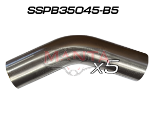 (Pack 5) 3 1/2in (88.9mm) 45deg Short Leg Precision 304g Stainless Mandrel Bend