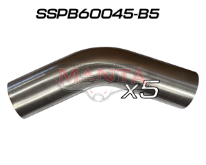 (Pack 5) 6in (152.4mm) 45deg Short Leg Precision 304g Stainless Mandrel Bend