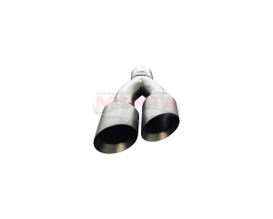 Black Coated, 3in Inlet, Twin 4in Round Outlets, Inner Cone, Double Angle Cut To Suit Ranger Side Ex
