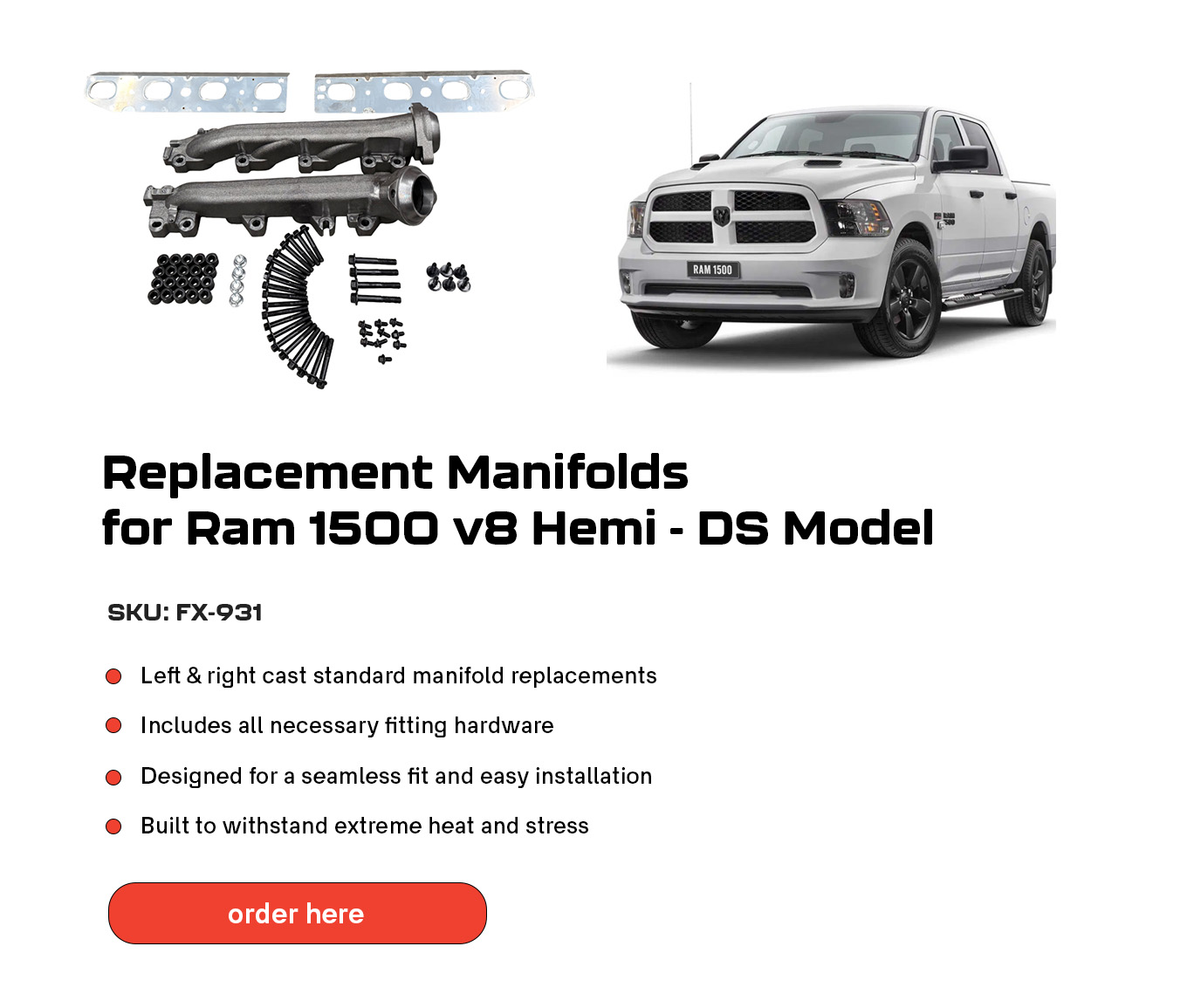 replacemet manifolds for ram 1500 DS Model